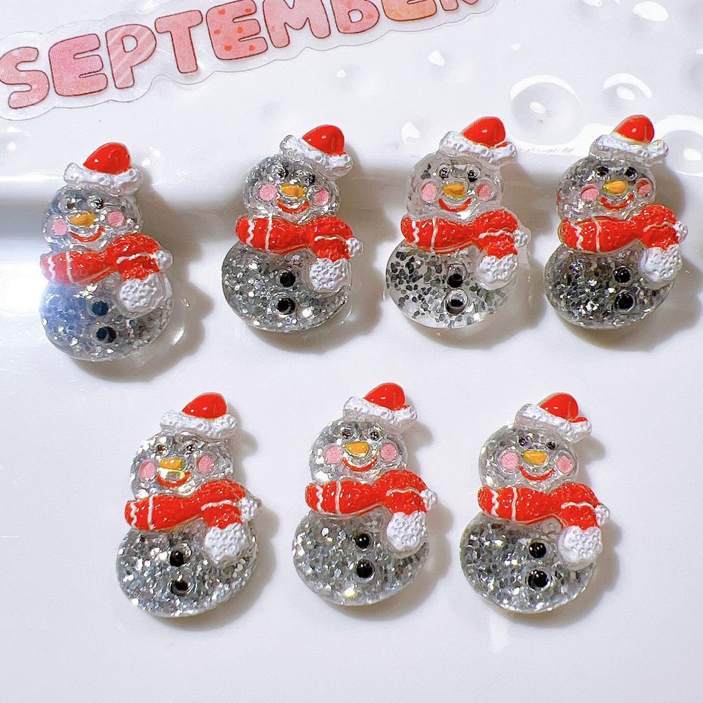 10Pcs New Cute Resin Cartoon Shining Christmas Collection Series Flat Back Scrapbooking DIY Jewelry Craft Decoration Accessories