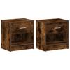 Nightstands 2 Pcs with Drawer Smoked Oak Finish 39 X 28 X 41 Cm