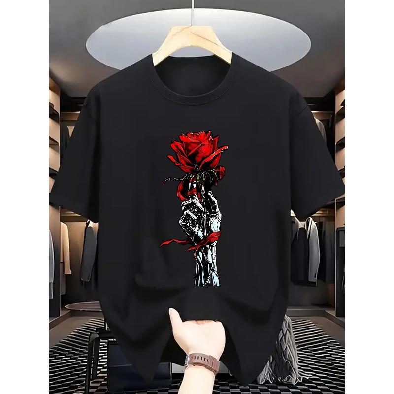 European Size Summer Men S Fashion Pattern Short-Sleeved Letter Pattern Print T-Shirt 3XL