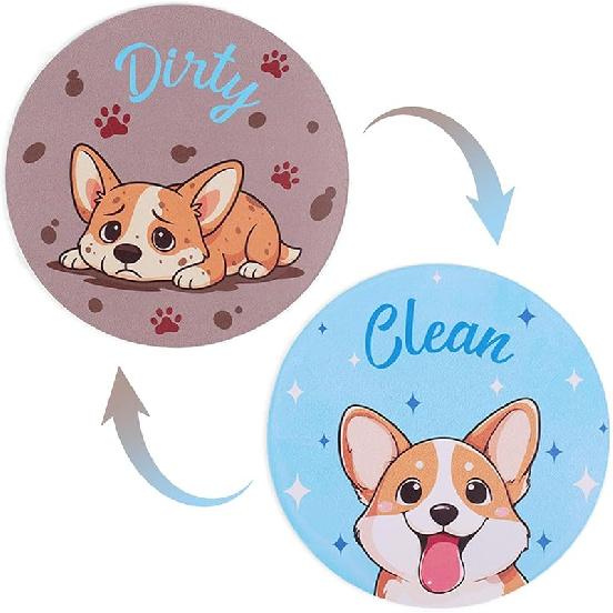 Магнит для посудомоечной машины  Чисто/Грязно , Забавная собака, Двусторонний переворотный индикатор для стиральной машины, Милый кухонный аксессуар для холодильника, кухни, прачечной Green oil painting corgi