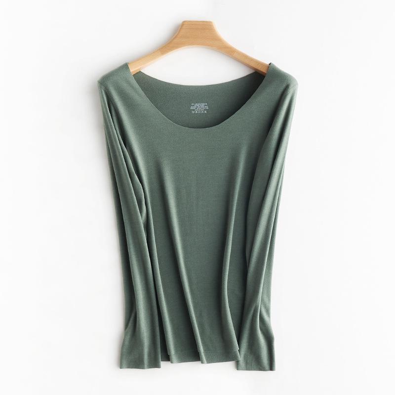 Autumn/Winter Slim Fit German Velvet Thermal Pullover - Solid Color Long Sleeve Round Neck Top