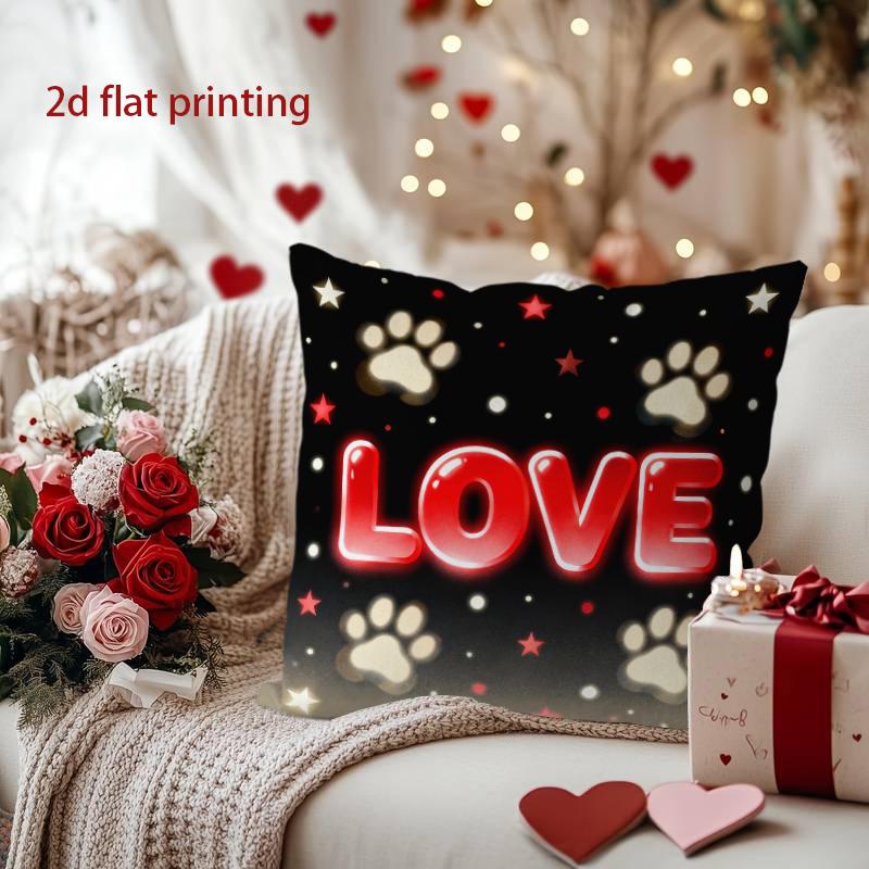 Love Paw Print Decorative Throw Pillow Cover Pattern Cushion Cover Suitable for Sofa Bedroom Car Pillow Cover
