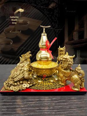 All-Copper Prosperity Ornament: Golden Toad, Dragon Turtle, Pixiu, Qilin, and Compass Treasure Bowl.