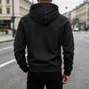 Men's Quarter Zip Hoodie, Half Zip Pullover Sweatshirt with Chest Pockets & Patch Logo, Casual Streetwear for Men