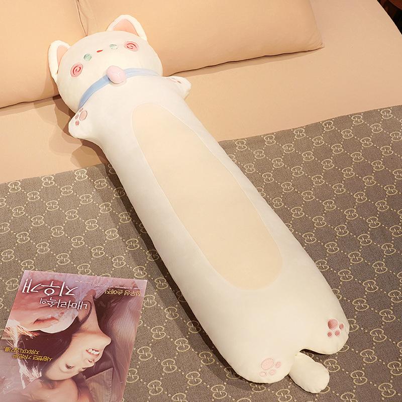 Cute Cat Long Throw Pillow Girl Bed Sleeping Holding Long Pillow Children Accompanying Cat Doll Birthday Gift