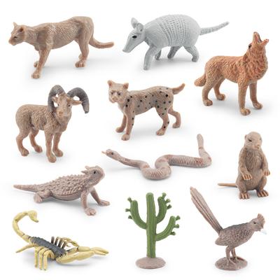 Simulation 11Pcs Desert Animal Model, Rattlesnake, Cougar, Cactus, Groundhog, Coyote, Scorpion Ornament
