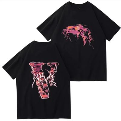 Summer Fashion Heavyweight Retro Men's English Letters 100% Cotton Printed Round Neck High-quality Casual Fitness Street T-shirt
