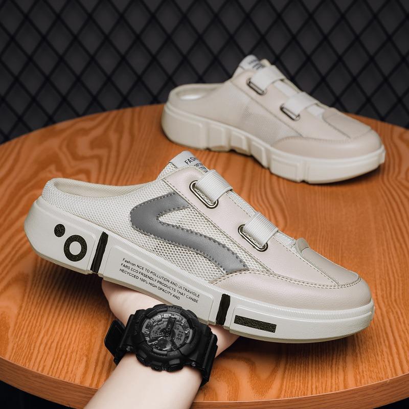 New half-slippers men's summer men's trend heelless lazy bag head dragging one foot outside wearing beach shoes