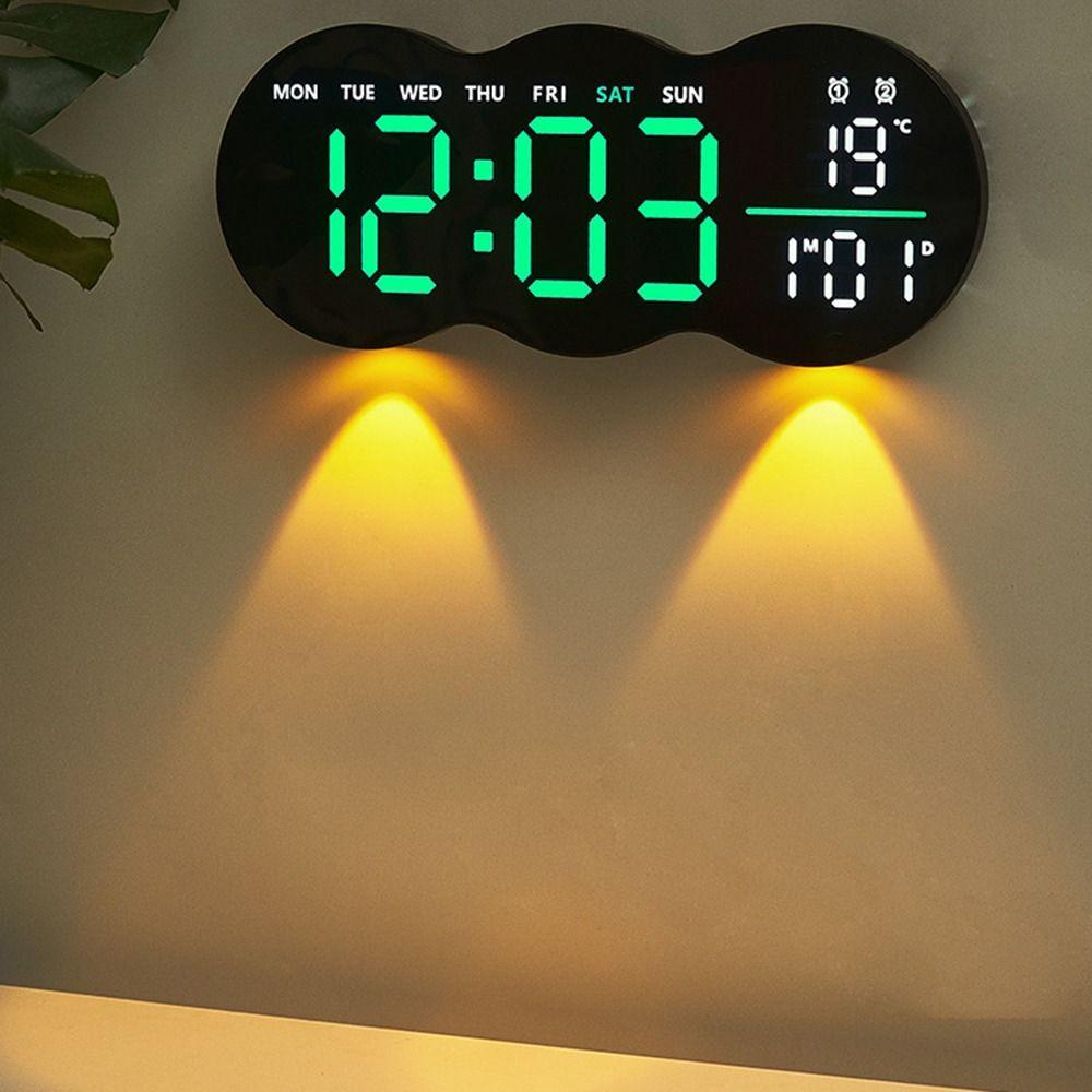 Multi-functional Wall-mounted Electronic Clock with Ambient LED Light Alarm Clock  Home Decoration