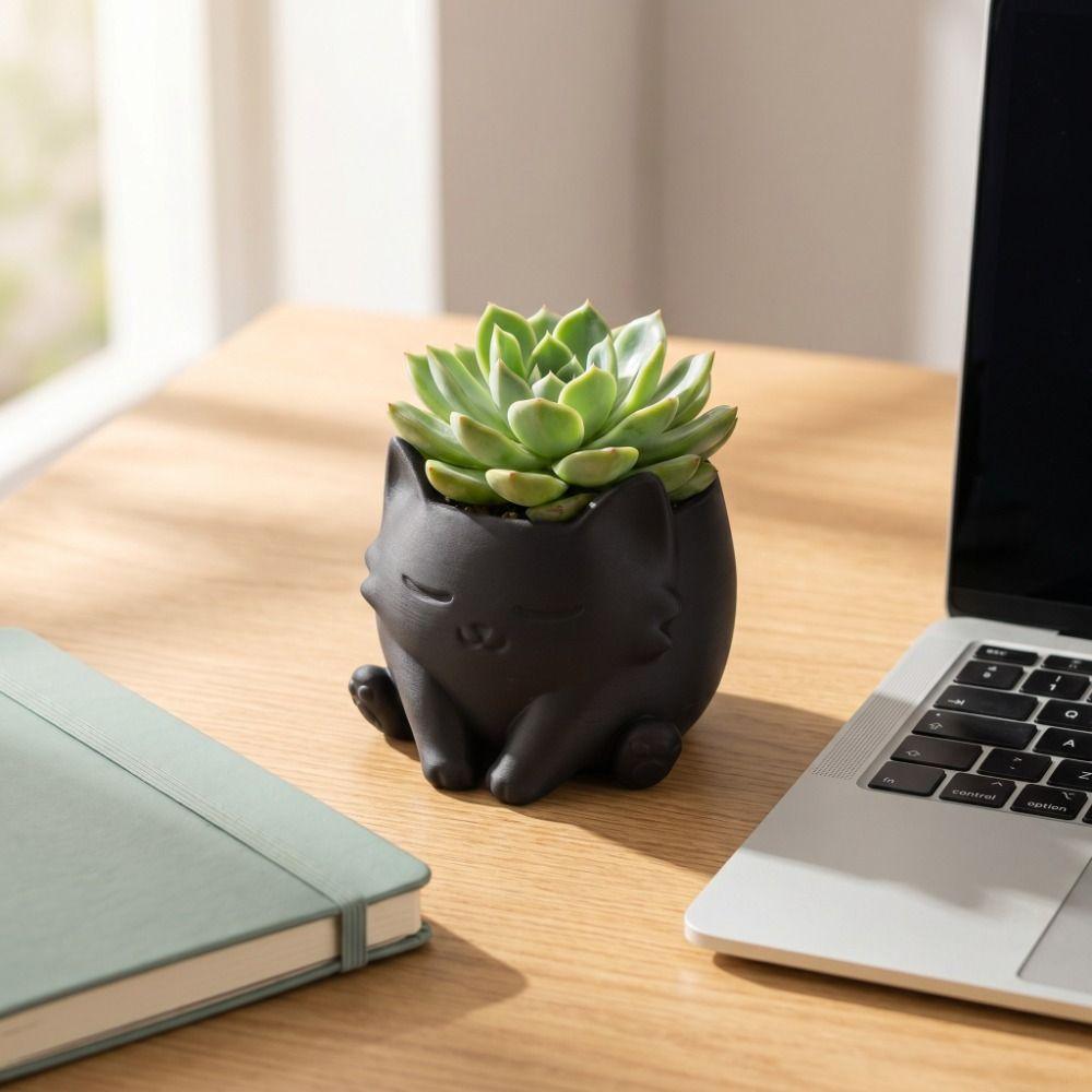 Ornaments Cat Shaped Flower Pot Lovely Mini Flowerpot Creative Succulent Flower Pot Table