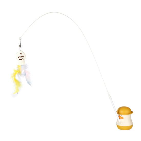 

Интерактивная дразнилка для кошек, игрушка для кошек с перьевой рыбкой, сменные дразнилки, вращающееся на 360 градусов основание в виде утки, съемная дразнилка A