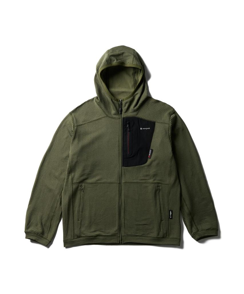 Snow Peak Polartec Power Grid Fleece Hoodie and Medium SPF-JK-25AU907, Men's Women's, Olive,