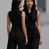Spring European and American temperament elegant edge vest slim sleeveless V-neck commuter women's clothing