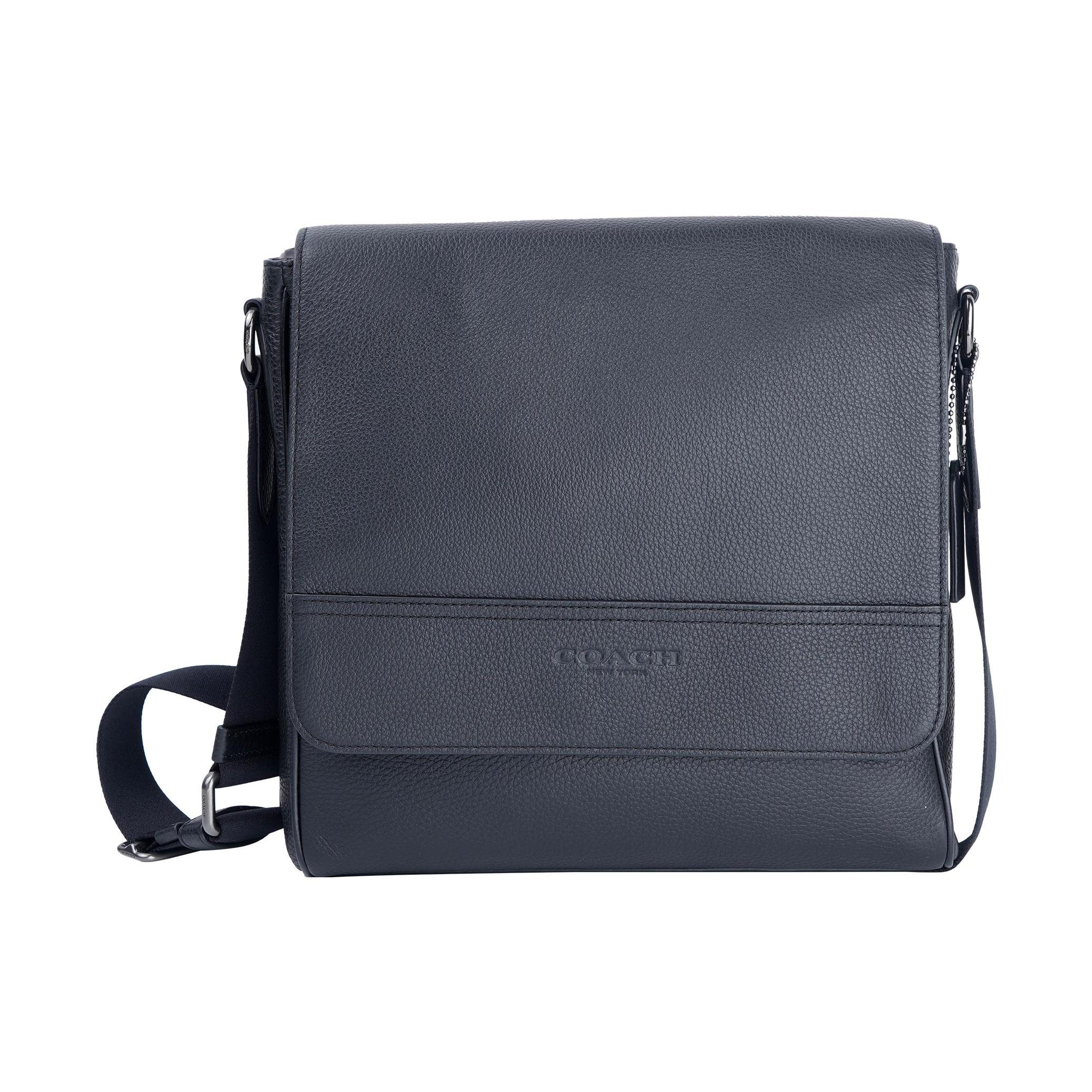 

New COACH Houston Leather Map Bag Shoulder Bag Crossbody Bag Men s Black 4007-QBBK 26.9*7.1*27.9CM