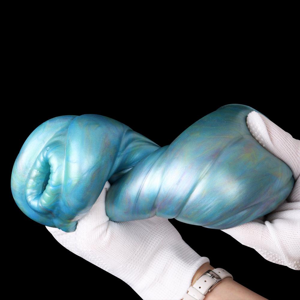 Masturbation Cup Bizarre Shapes Sex Toys For Men Simulated Animal Wolf Vagina 560g 16cm Blue Liquid Silicone Sex Dolls
