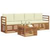 Outdoor Sofa Set 5 pcs Natural and Cream Solid Acacia Wood
