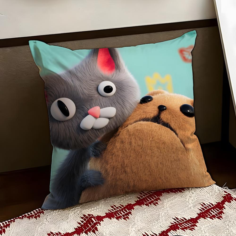 Anime Cute NNoodle and BBun Cushion Cover Reversible Soft Durable Pillow Cover Home Car MultiScene Use for Daily Comfort