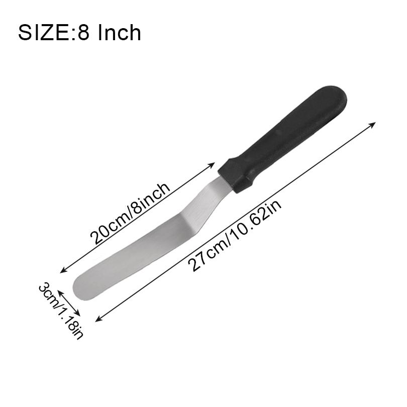 Stainless Steel 6 8 10 Inch Angled Offset Spatula Plastic Handle Thickened Curved Frosting Tool Professional Baker