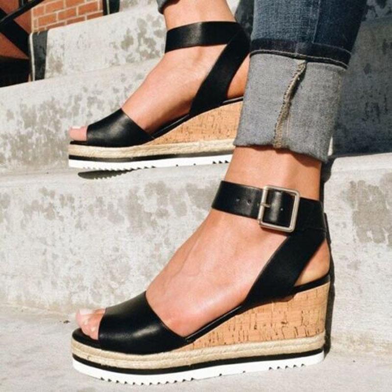 Elegant Women's Ankle Strap Open Toe Platform Wedges Sandals For Summer Comfort