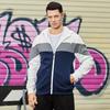 Men's Plus Size Color Block Hooded Zip-Up Cardigan Jacket - European & American Spring/Autumn Casual Wear