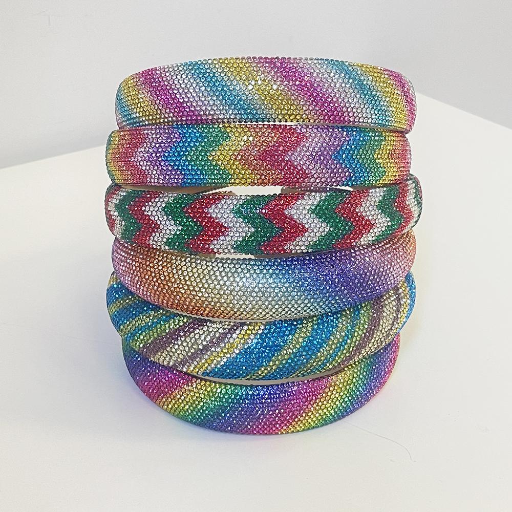 Rainbow Colored Rhinestone Sponge Padded Hairband Headband Adult Hair Accessories Hair Jewley