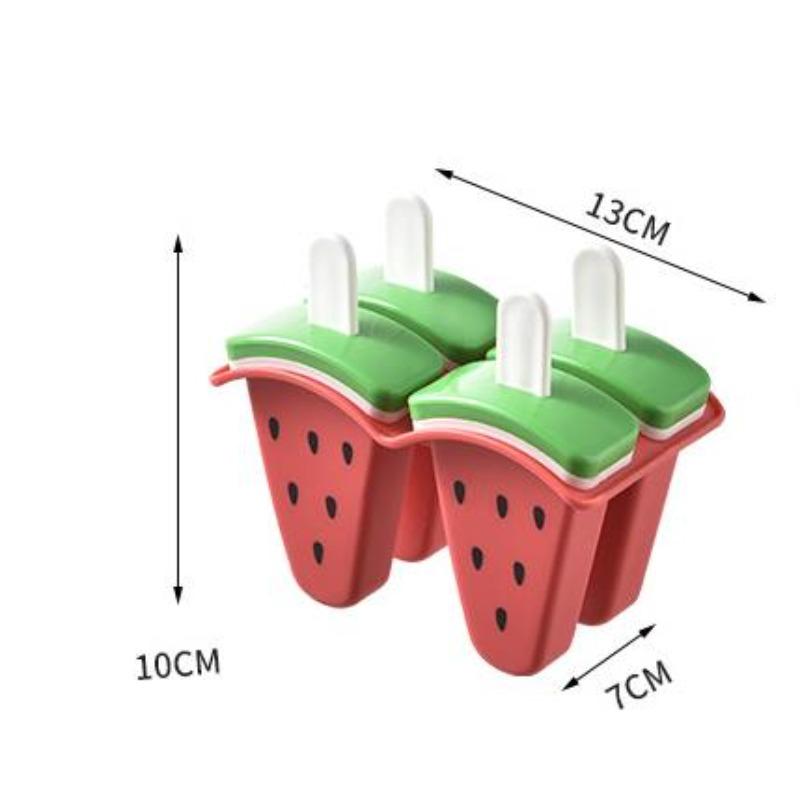 1pc 4Grids DIY Ice Cream Mold with Cover Fruit Shape Homemade Ice Popsicle Mould Frozen Juice Milk Cute Kitchen Ice Cream Make Tools
