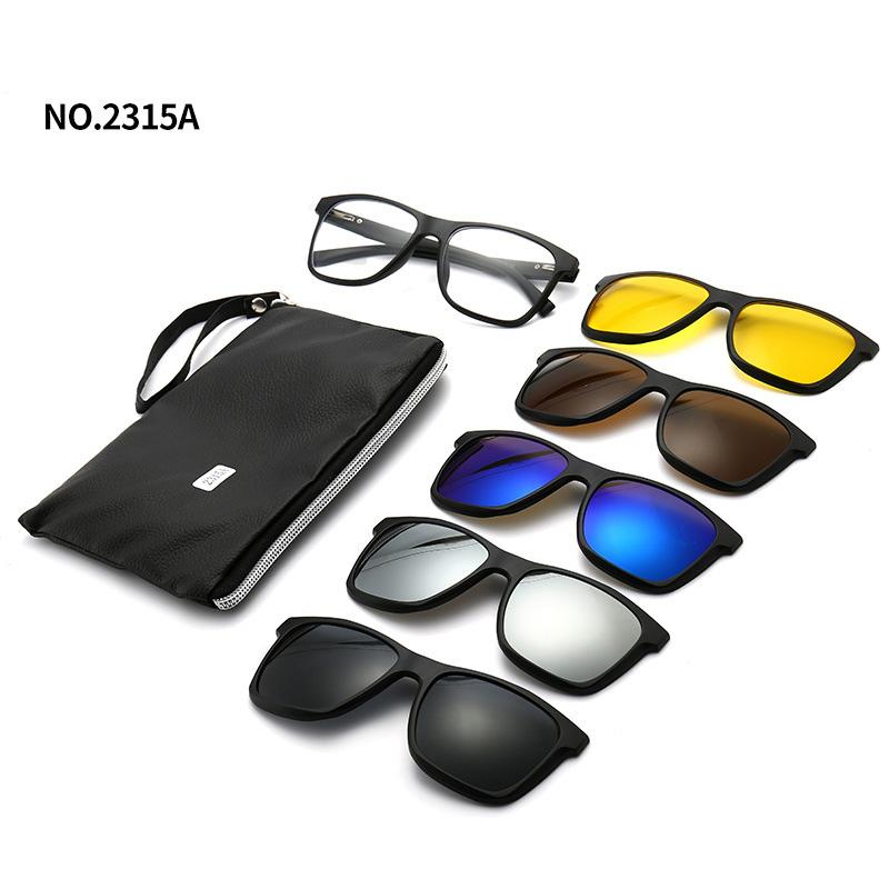 6 In 1 Men Women Optical Magnetic Sunglasses Clip Magnet Clip on Sunglasses Polaroid Clip on Sun Glasses WIth Box