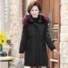 Women's Winter Fleece Padded Jacket Thick Warm Mid-Length Embroidered Hooded Padded Coat