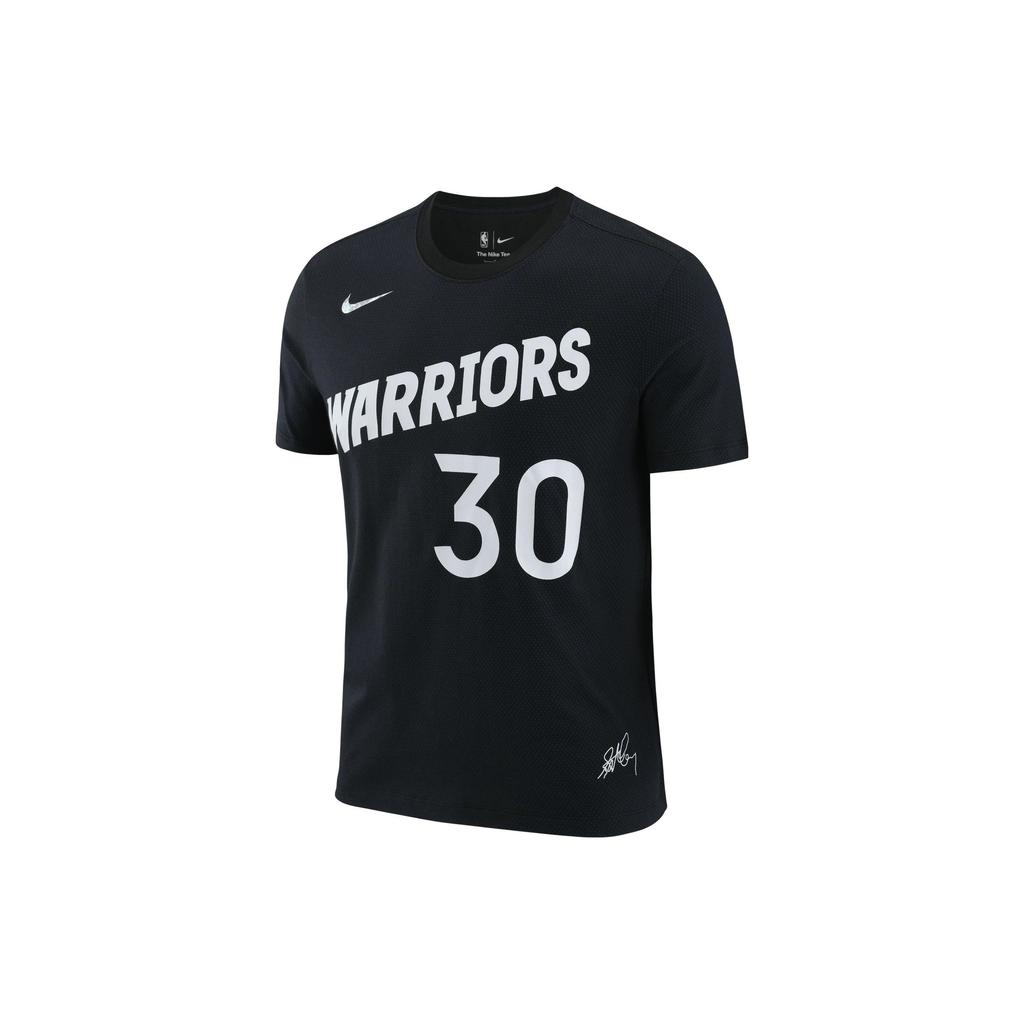 Nike Alphanumeric Print Crew Neck Pullover Short Sleeve T-Shirt, Golden State Warriors, Stephen Curry No. 30 Men Tops Black DM0407-010