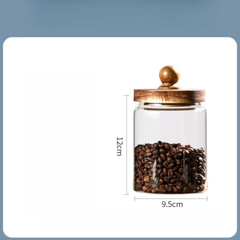 Food grade glass sealed jar wooden lid moisture-proof jar glass storage jar home tea jar wholesale storage jar