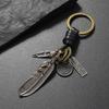 Irregular Leather Key Chains Leaf Bear Car Key Ring Creative Keychain