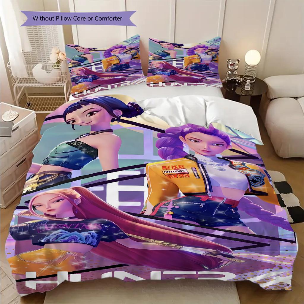 K-pop Devil Hunter Panel Comics bedding, duvet cover, pillowcase, home decoration, birthday gift (1 * duvet cover+2 * pillowcase, coreless)
