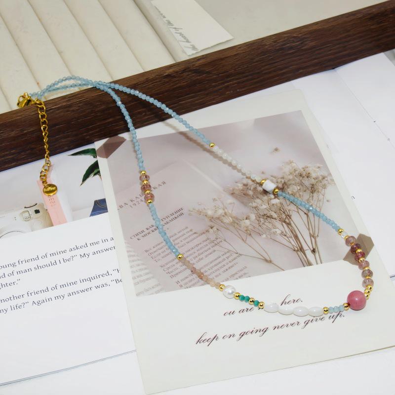 Colorful Fresh Vacation-Style Beaded Necklace: Fashionable, Versatile Clavicle Chain for Women