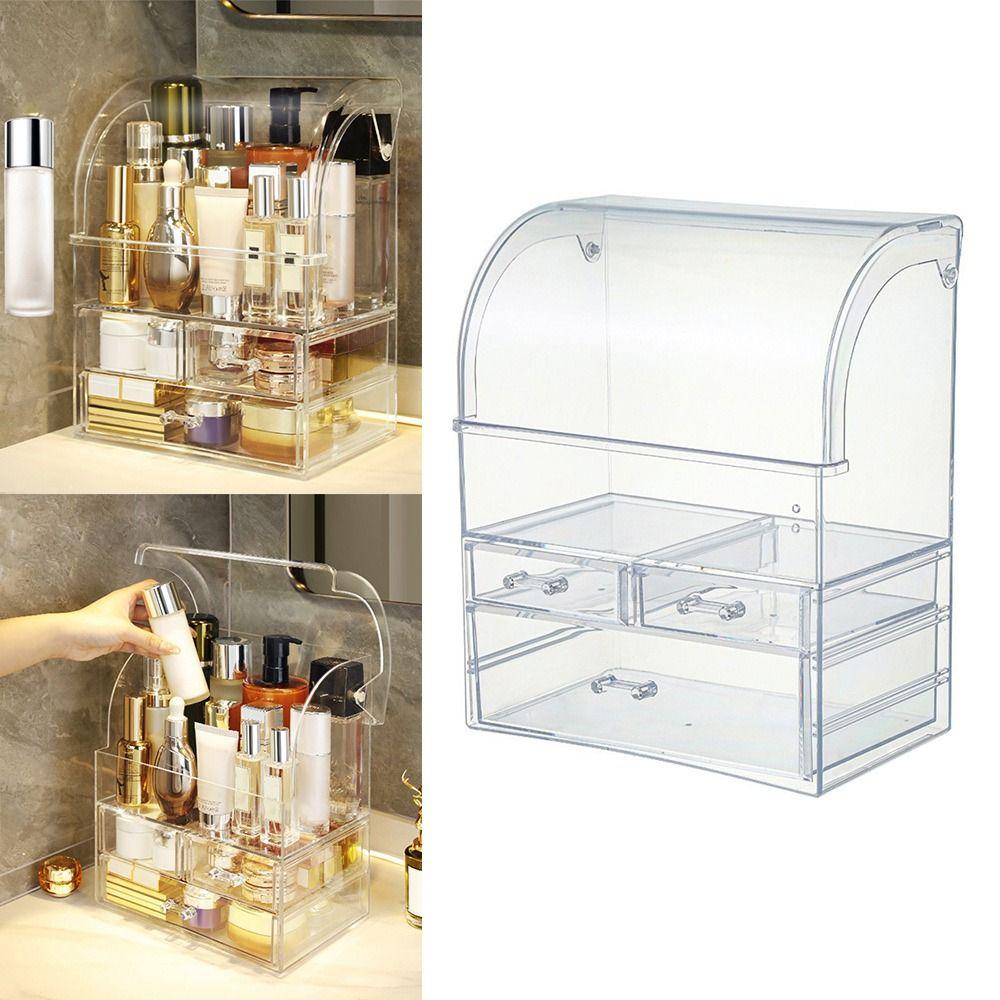 

Plastic Cosmetic Case Transparent Makeup Storage Organizer Desktop Cosmetics Storage Box Home