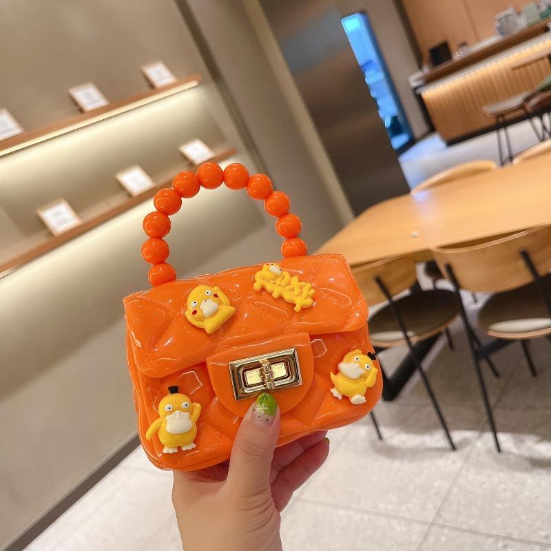 Children's cute cartoon jelly bag girls silicone change bag messenger bag little girl mini pearl handbag