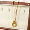 18K Gold Plated Stainless Steel Pendant Necklace with Spring Buckle and Box Chain