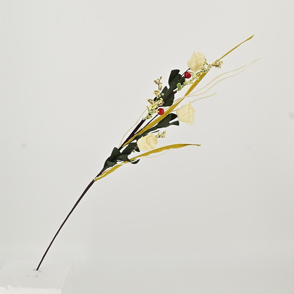 Simulated 3-Head Pe Foam Rose Single, Wedding Arrangement Flower Arrangement Home Ornament Photo European Rose