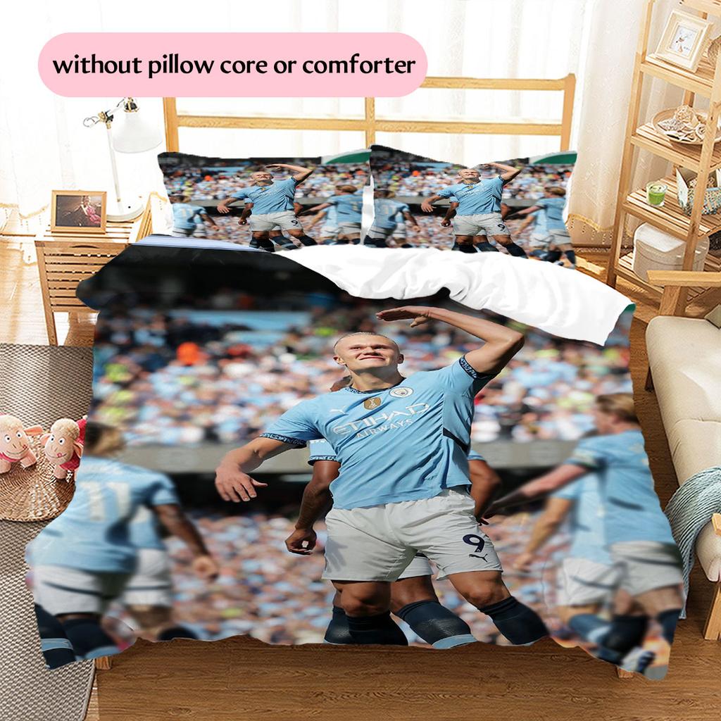 Erling Haaland Pattern Bedding Home Decoration Birthday Gift ( 1 Duvet Cover + 2 Pillowcase, Without Core),fan Merchandise.