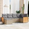 Vidaxl 6-Cz. Set di Mobili da Giardino con Cuscini, Beige, Polyrattan