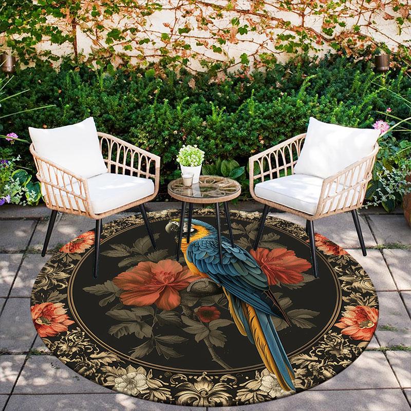 Vintage Birds pattern round rug,Carpet Rug for Living Room Bedroom Playroom ,Non-slip Floor Mat,Holiday Gifts and Birthday Gifts.