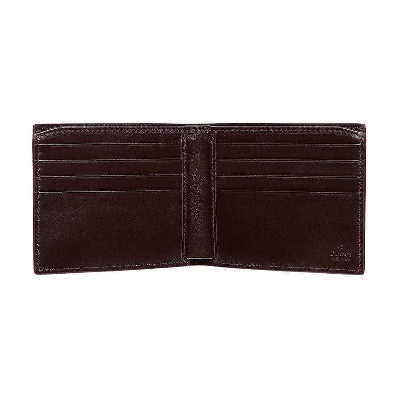 Gucci GG Supreme ceramic texture GG logo contrasting design leather wallet men's dark blue