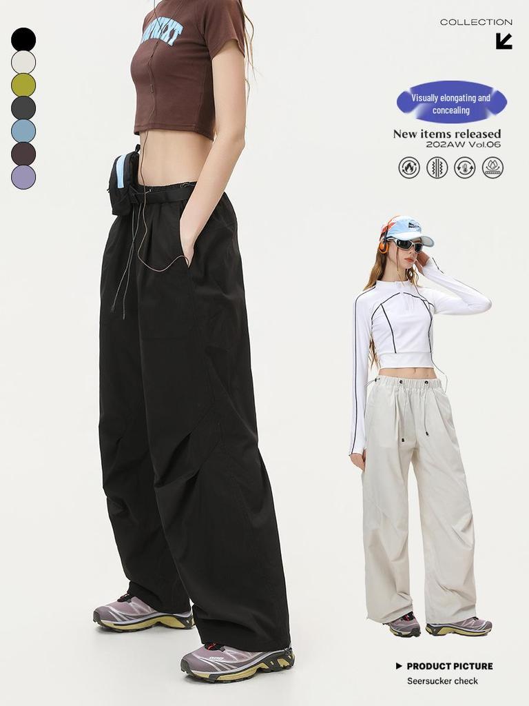 Jack Chuan Yang Women's Windproof Elastic Waist Tapered Hiking Pants - Spring/Autumn Casual Paratrooper Style