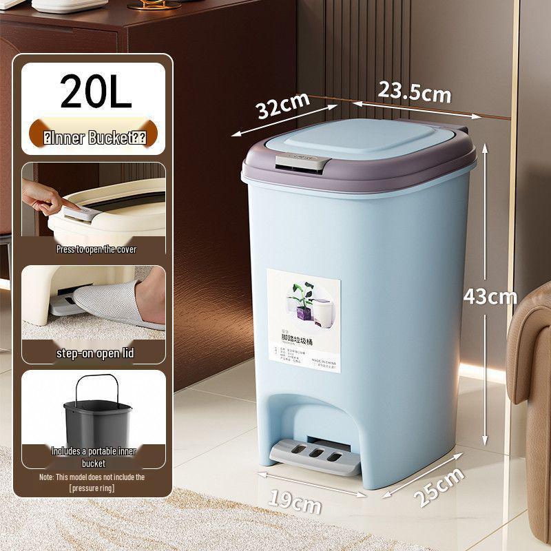 Large Odor-Proof Foot Pedal Trash Can with Lid for Home: Double Opening for Bedroom, Living Room, Kitchen, Bathroom, and Toilet.