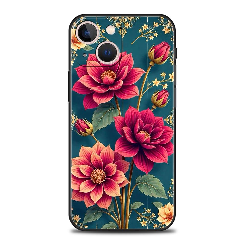 Abstract Plants Flower Phone Case Cover for iPhone 17 16 15 14 13 12 Pro Max 11 Pro Max 17 AIR Plus Shockproof Soft TPU Shell