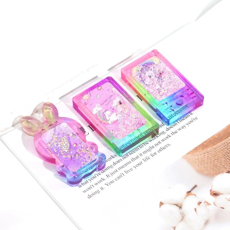 Shiny- Homemade Geometry Rabbit Phone Silicone Epoxy Resin Mold DIY Keychain Pendant Jewelry for Bag Decorations Craft