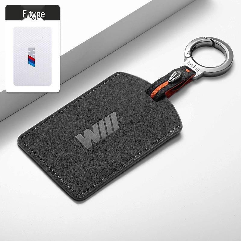 Compatible with BMW New 5 Series, 7 Series, 4 Series, X5, and X7 NFC Key: Suede Double Buckle Card Case.