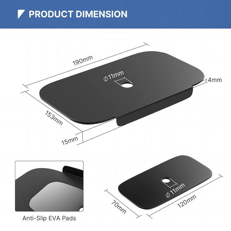 Monitor Mount Reinforcement Plate, Monitor Mount for Glass Desk, Steel Bracket Plate for Thin, Glass and Other Fragile Tabletop