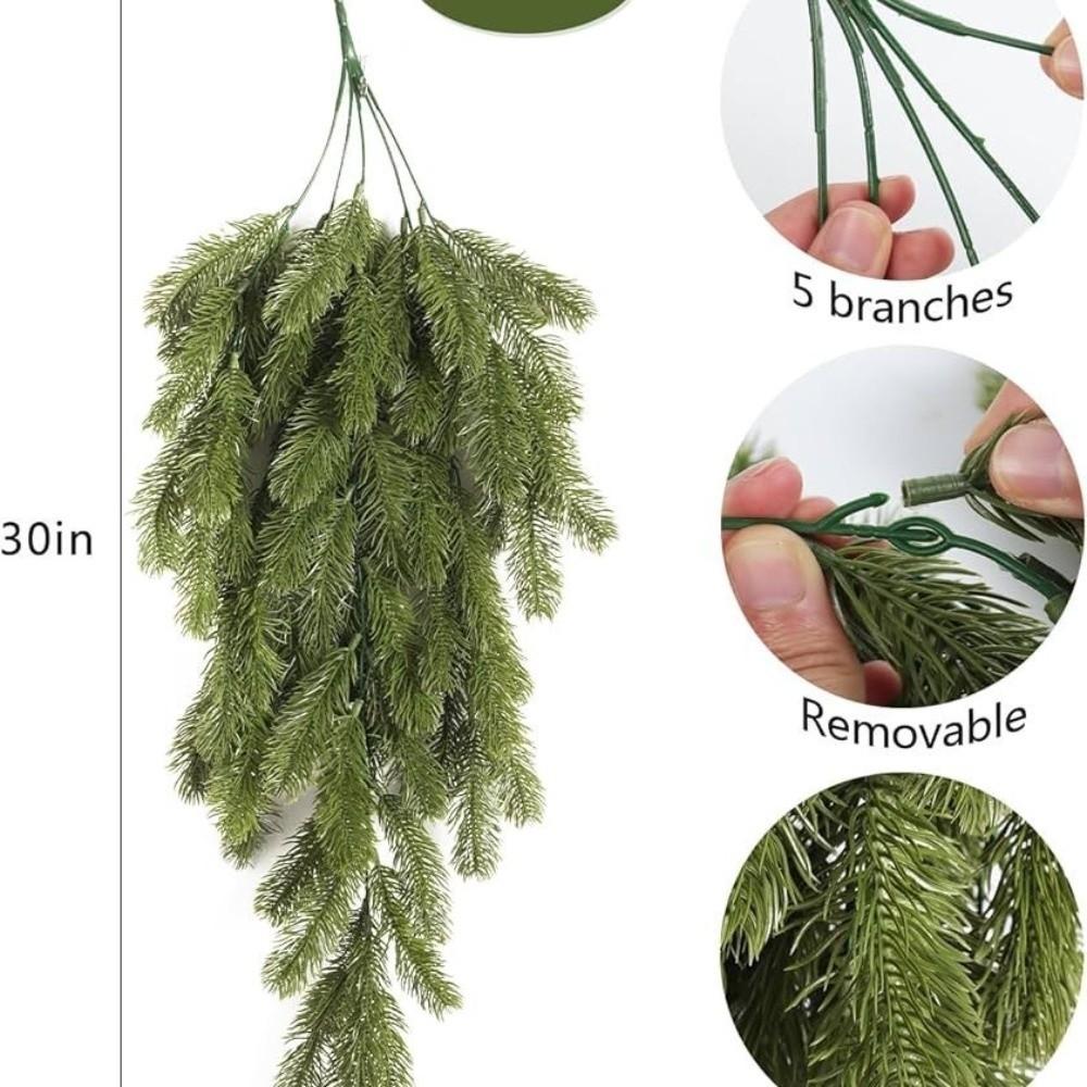 Wall Hanging Christmas Pine Needle 30 Inch Fake Vine Plants Artificial Pine Branches  Outdoors