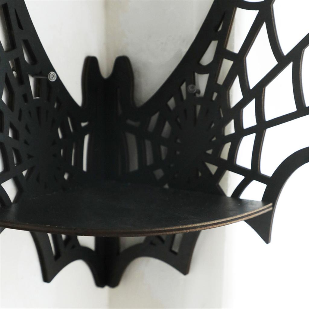 Festival Wood Spiderweb Shape Wall Mount Shelf for Halloween Decors Wall Floating Shelf Hanging Storage Rack for Party