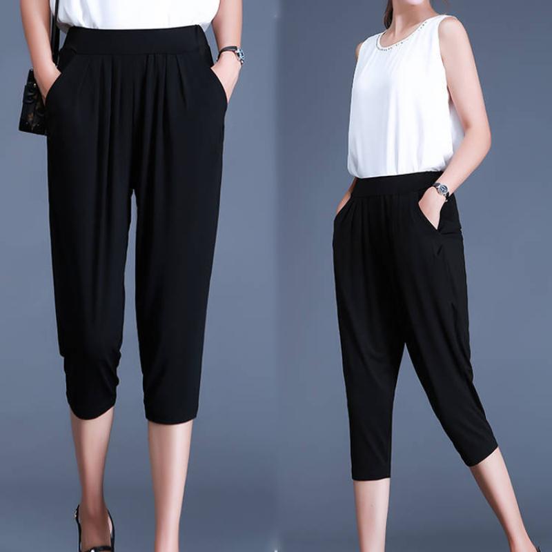 Pantaloni di seta di cotone Donna Nuova primavera estate Pantaloni Harem elastici a va alta Pantaloni larghi casual stampati alla moda Pantaloni femminili  200000345